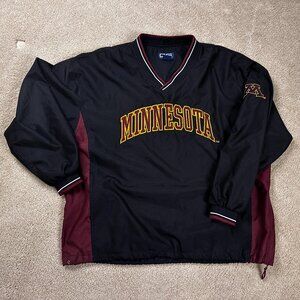Y2K University of Minnesota Spellout Baggy V Neck Windbreaker Jacket Adult XL